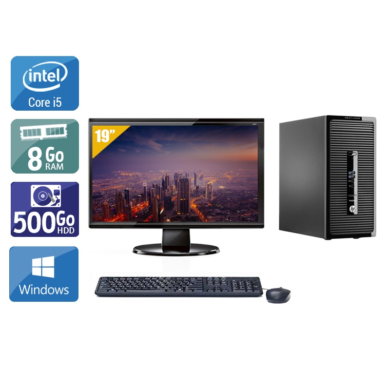 HP ProDesk 400 G2 Tower i5 + Écran - 19'' 8Go RAM 500Go HDD Windows 10  Bon étatOccasion certifiée reconditionnée Bon état -  reconditionné disponible sur Kiatoo