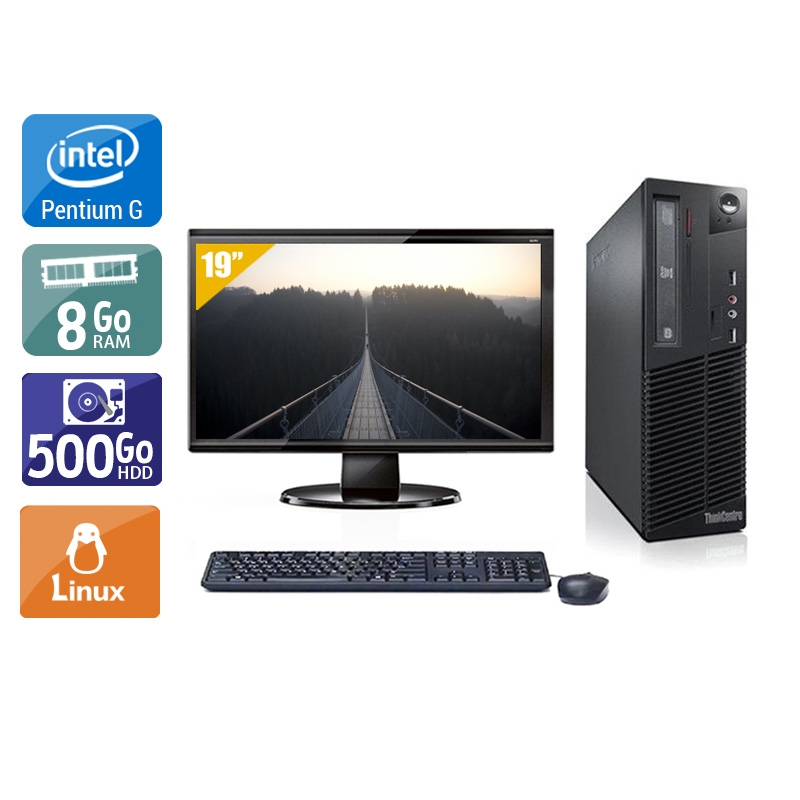 Lenovo ThinkCentre M72E SFF Pentium G Dual Core + Écran - 19'' 8Go RAM 500Go HDD Linux  Bon étatOccasion certifiée reconditionnée Bon état -  reconditionné disponible sur Kiatoo