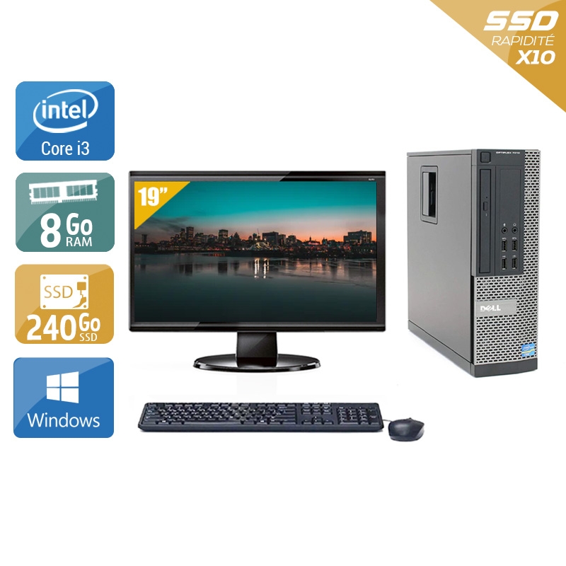 Dell Optiplex 7010 SFF i3 + Écran - 19'' 8Go RAM 240Go SSD Windows 10  Bon étatOccasion certifiée reconditionnée Bon état -  reconditionné disponible sur Kiatoo
