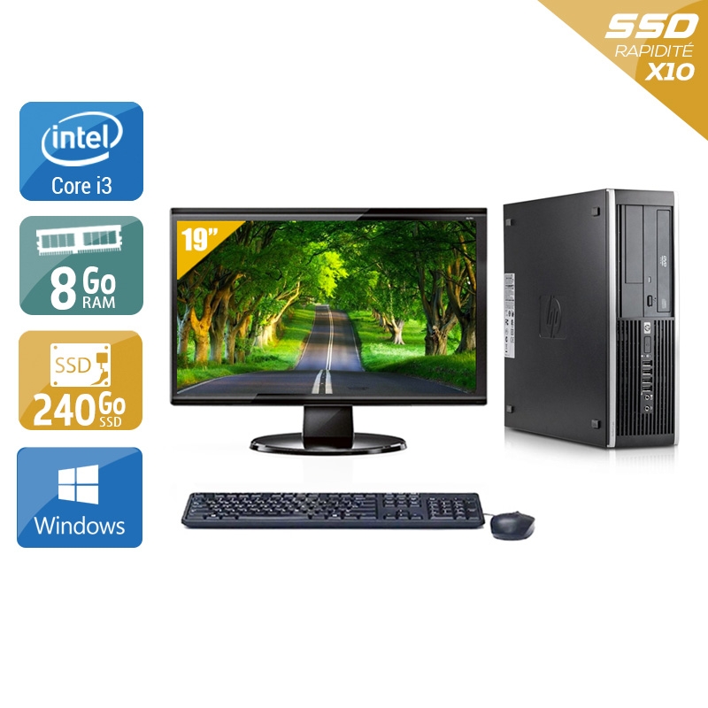 HP Compaq Elite 8300 SFF i3 + Écran - 19'' 8Go RAM 240Go SSD Windows 10  Très bon étatOccasion certifiée reconditionnée Bon état -  reconditionné disponible sur Kiatoo