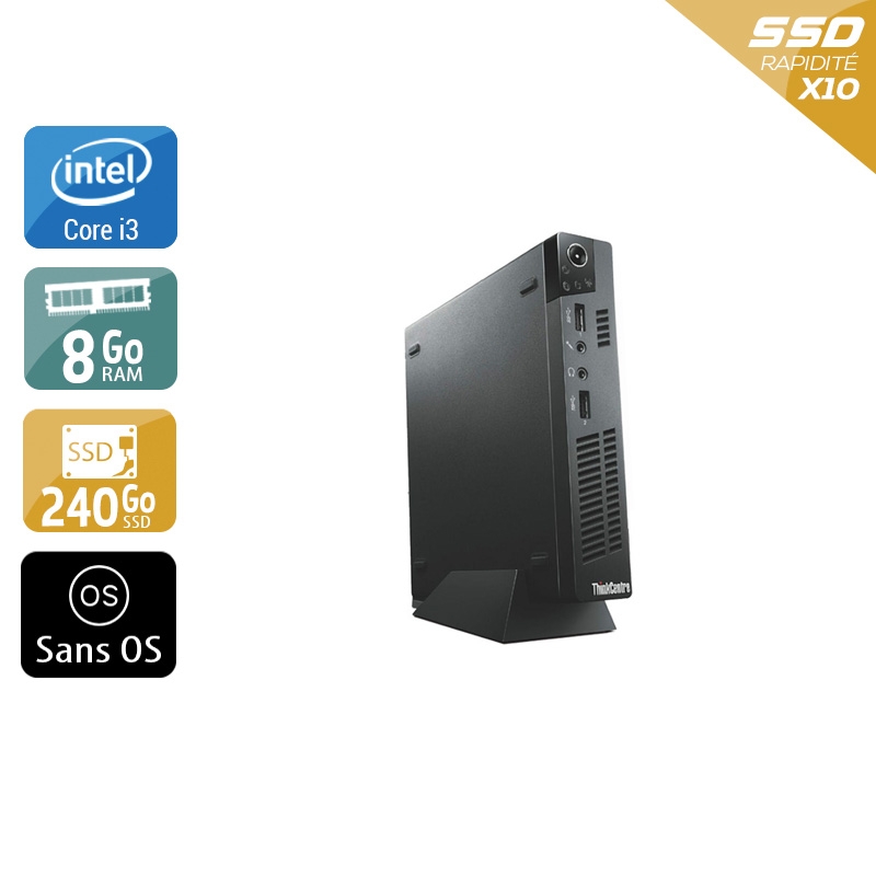 Lenovo ThinkCentre M72E Tiny i3 - 8Go RAM 240Go SSD Sans OS  État correctOccasion certifiée reconditionnée Bon état -  reconditionné disponible sur Kiatoo