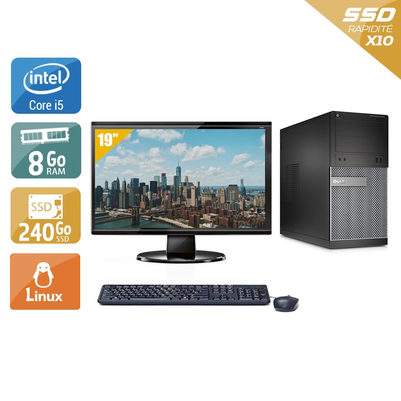 Dell Optiplex 390 Tower i5 + Écran - 19'' 8Go RAM 240Go SSD Linux  Bon étatOccasion certifiée reconditionnée Bon état -  reconditionné disponible sur Kiatoo