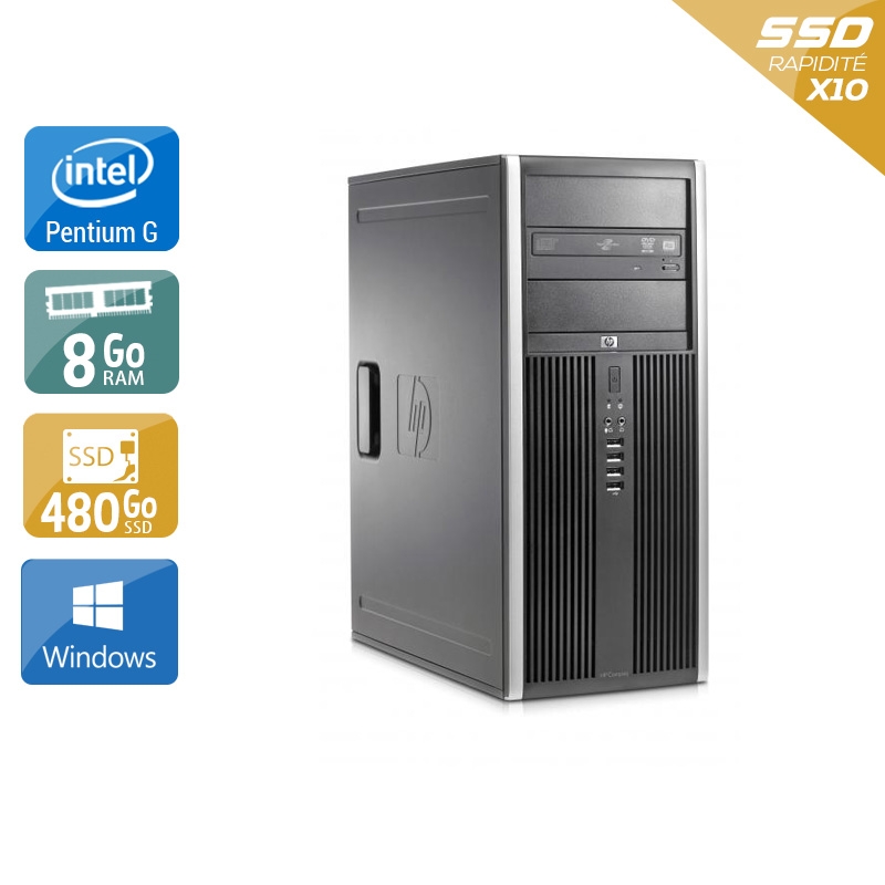 HP Compaq Elite 8100 Tower Pentium G Dual Core - 8Go RAM 480Go SSD Windows 10  Très bon étatOccasion certifiée reconditionnée Bon état -  reconditionné disponible sur Kiatoo