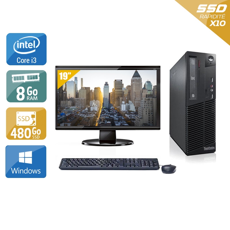Lenovo ThinkCentre M82 SFF i3 + Écran - 19'' 8Go RAM 480Go SSD Windows 10  Bon étatOccasion certifiée reconditionnée Bon état -  reconditionné disponible sur Kiatoo