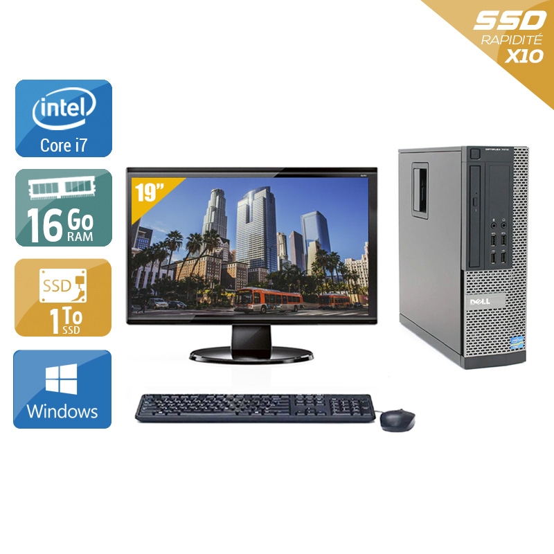 Dell Optiplex 790 SFF i7 + Écran - 19'' 16Go RAM 1To SSD Windows 10  Très bon étatOccasion certifiée reconditionnée Bon état -  reconditionné disponible sur Kiatoo