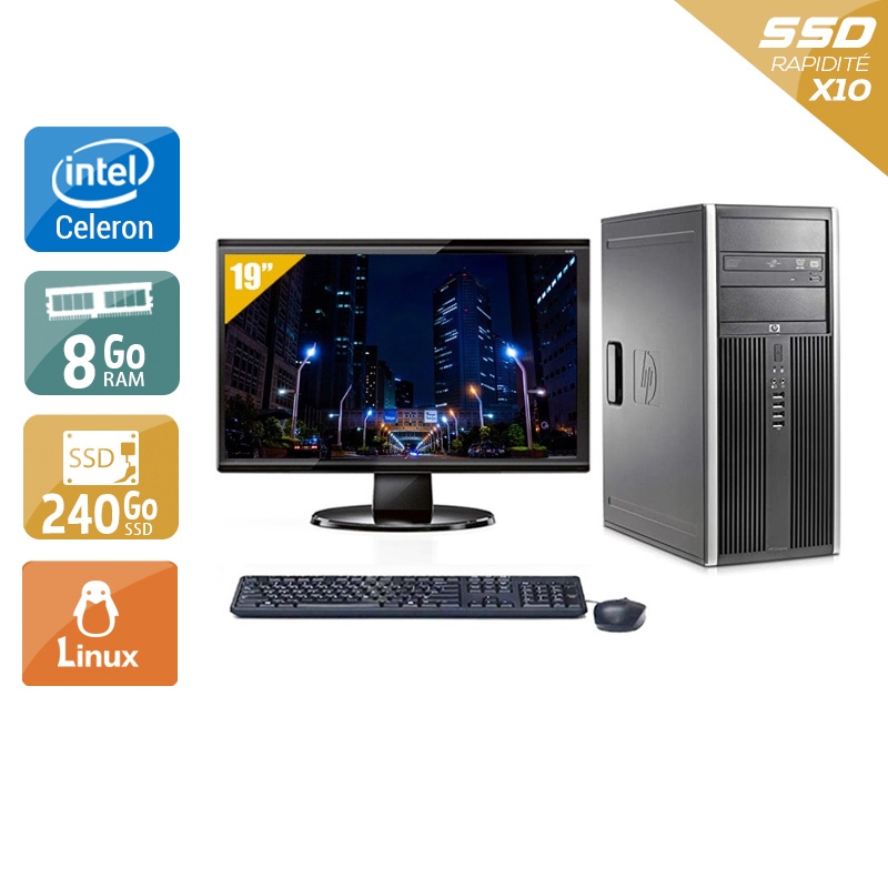 HP Compaq dc7800 Tower Celeron Dual Core + Écran - 19'' 8Go RAM 240Go SSD Linux  Très bon étatOccasion certifiée reconditionnée Bon état -  reconditionné disponible sur Kiatoo