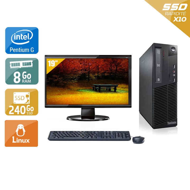 Lenovo ThinkCentre M71 SFF Pentium G Dual Core + Écran - 19'' 8Go RAM 240Go SSD Linux  Bon étatOccasion certifiée reconditionnée Bon état -  reconditionné disponible sur Kiatoo