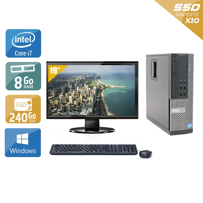 Dell Optiplex 990 SFF i7 + Écran - 19'' 8Go RAM 240Go SSD Windows 10  Très bon étatOccasion certifiée reconditionnée Bon état -  reconditionné disponible sur Kiatoo