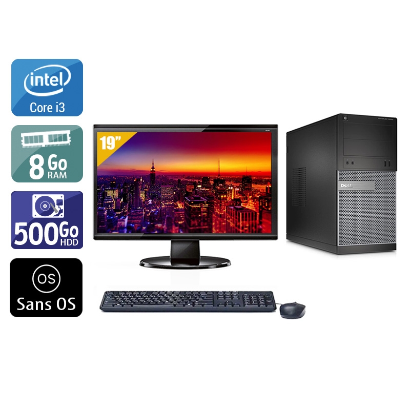 Dell Optiplex 3020 Tower i3 + Écran - 19'' 8Go RAM 500Go HDD Sans OS  Bon étatOccasion certifiée reconditionnée Bon état -  reconditionné disponible sur Kiatoo