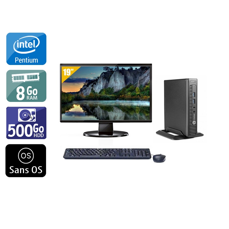 HP EliteDesk 800 G1 TINY Pentium G Dual Core + Écran - 19'' 8Go RAM 500Go HDD Sans OS  Bon étatOccasion certifiée reconditionnée Bon état -  reconditionné disponible sur Kiatoo