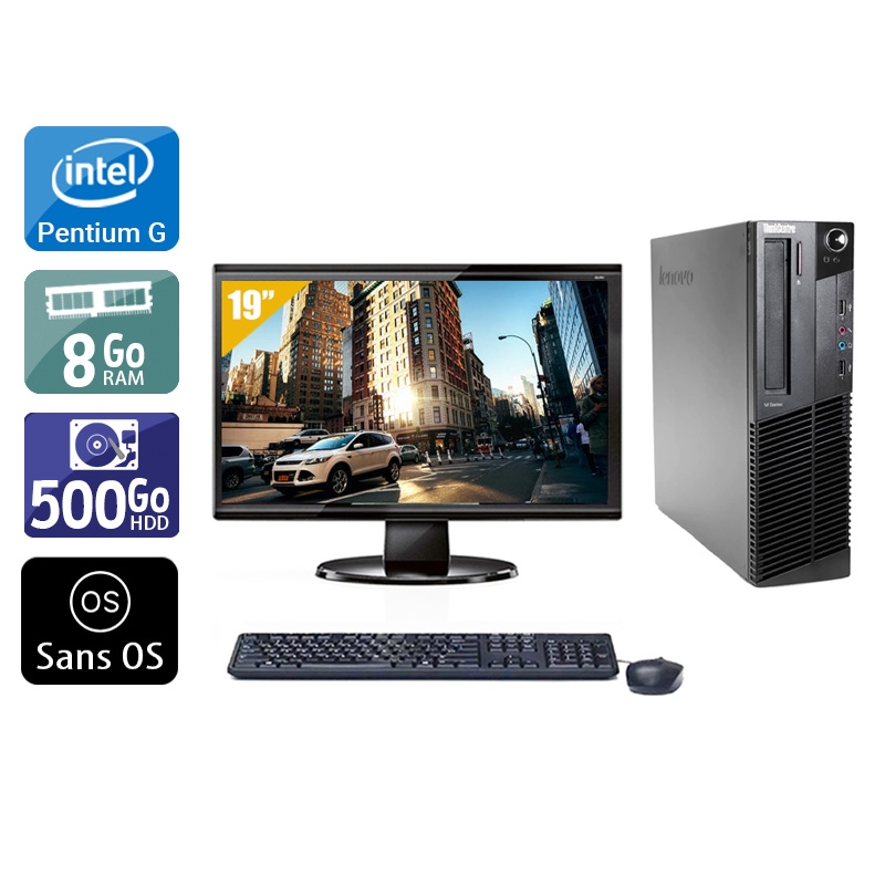 Lenovo ThinkCentre M91 SFF Pentium G Dual Core + Écran - 19'' 8Go RAM 500Go HDD Sans OS  Bon étatOccasion certifiée reconditionnée Bon état -  reconditionné disponible sur Kiatoo