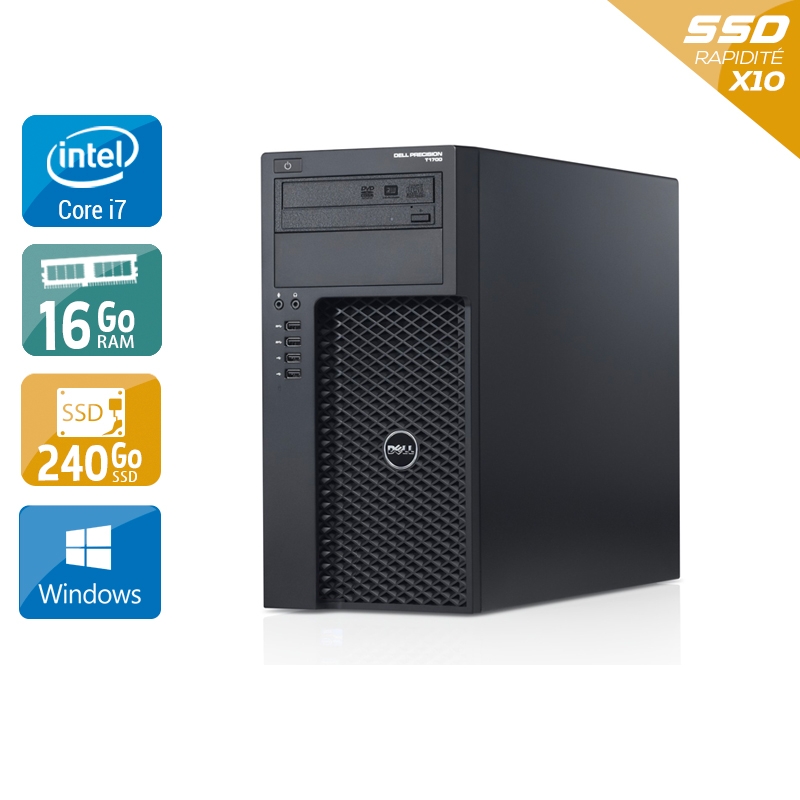 Dell Precision T1700 Tower i7 - 16Go RAM 240Go SSD Windows 10  Très bon étatOccasion certifiée reconditionnée Bon état -  reconditionné disponible sur Kiatoo