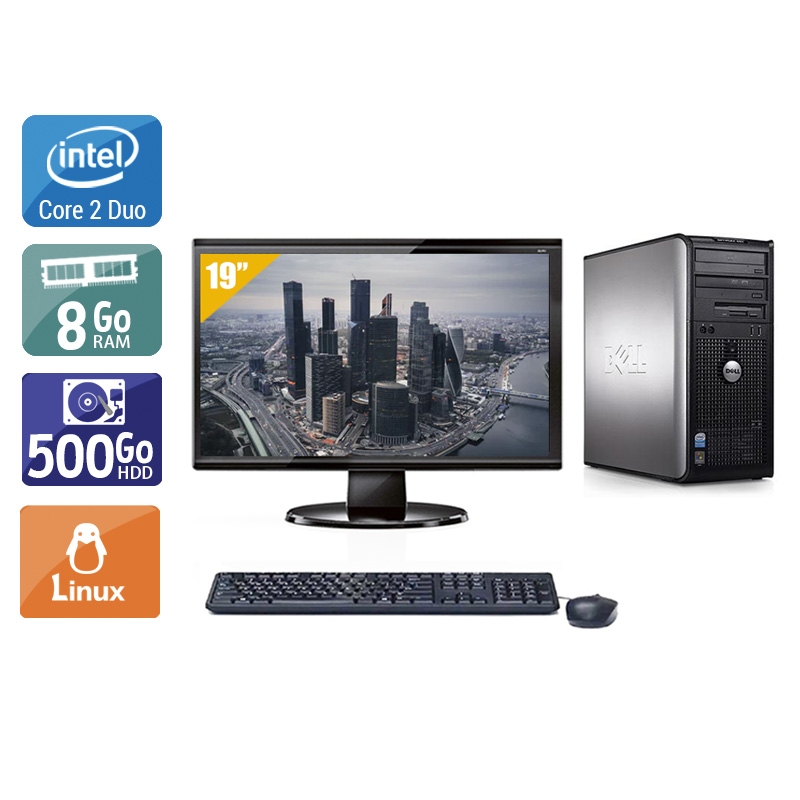 Dell Optiplex 760 Tower Core 2 Duo + Écran - 19'' 8Go RAM 500Go HDD Linux  Bon étatOccasion certifiée reconditionnée Bon état -  reconditionné disponible sur Kiatoo