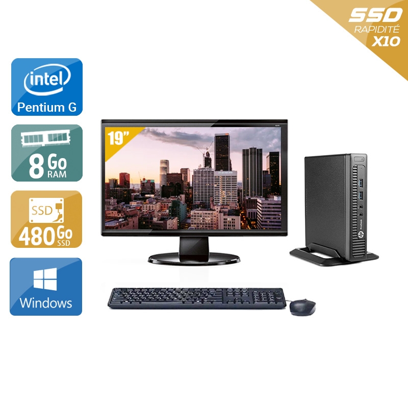 HP ProDesk 600 G1 TINY Pentium G Dual Core + Écran - 19'' 8Go RAM 480Go SSD Windows 10  Bon étatOccasion certifiée reconditionnée Bon état -  reconditionné disponible sur Kiatoo