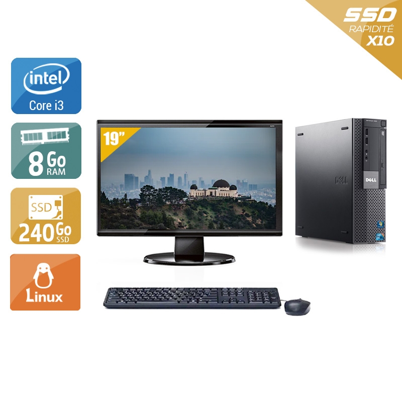 Dell Optiplex 980 SFF i3 + Écran - 19'' 8Go RAM 240Go SSD Linux  Très bon étatOccasion certifiée reconditionnée Bon état -  reconditionné disponible sur Kiatoo