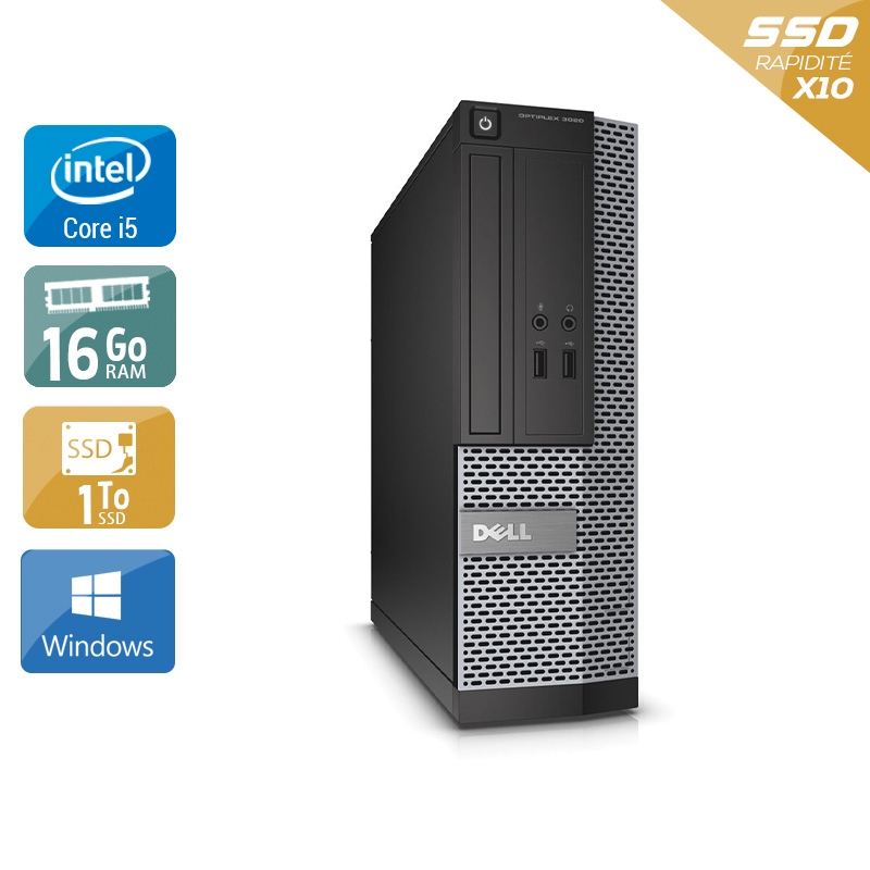 Dell Optiplex 3020 SFF i5 - 16Go RAM 1To SSD Windows 10  Bon étatOccasion certifiée reconditionnée Bon état -  reconditionné disponible sur Kiatoo