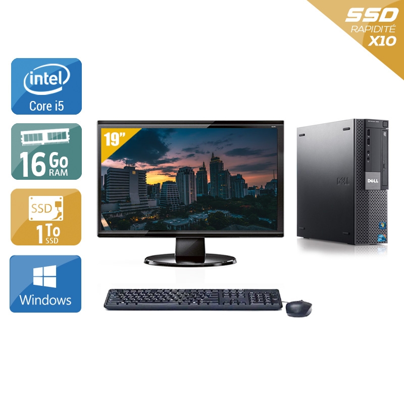 Dell Optiplex 980 SFF i5 + Écran - 19'' 16Go RAM 1To SSD Windows 10  Bon étatOccasion certifiée reconditionnée Bon état -  reconditionné disponible sur Kiatoo