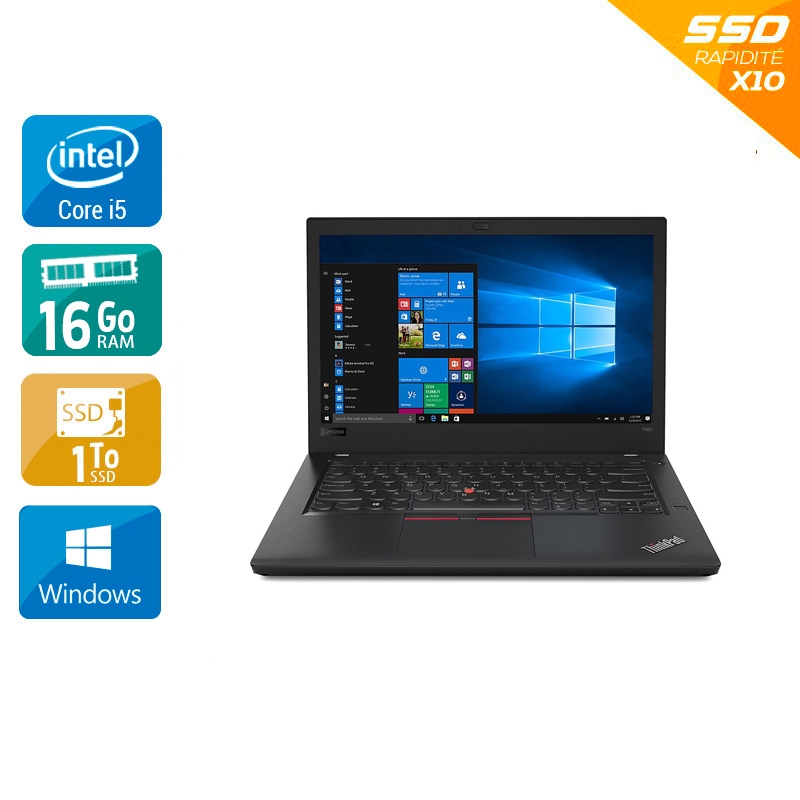 Lenovo ThinkPad T480 14'' i5 Gen 8 - 16Go RAM 1To SSD Windows 10  Très bon étatOccasion certifiée reconditionnée Bon état -  reconditionné disponible sur Kiatoo