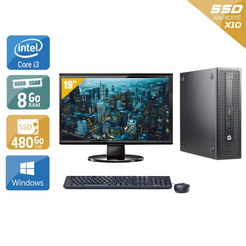 HP ProDesk 600 G2 SFF i3 Gen 6 + Écran - 19'' 8Go RAM 480Go SSD Windows 10  Bon étatOccasion certifiée reconditionnée Bon état -  reconditionné disponible sur Kiatoo
