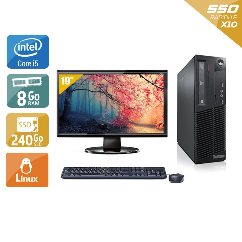 Lenovo ThinkCentre M81 SFF i5 + Écran - 19'' 8Go RAM 240Go SSD Linux  Bon étatOccasion certifiée reconditionnée Bon état -  reconditionné disponible sur Kiatoo