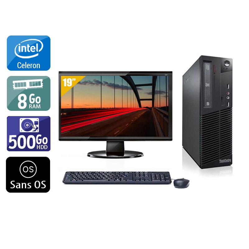 Lenovo ThinkCentre M72E SFF Celeron Dual Core + Écran - 19'' 8Go RAM 500Go HDD Sans OS  Bon étatOccasion certifiée reconditionnée Bon état -  reconditionné disponible sur Kiatoo