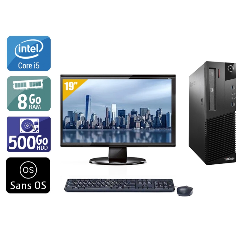 Lenovo ThinkCentre M93 SFF i5 + Écran - 19'' 8Go RAM 500Go HDD Sans OS  Bon étatOccasion certifiée reconditionnée Bon état -  reconditionné disponible sur Kiatoo