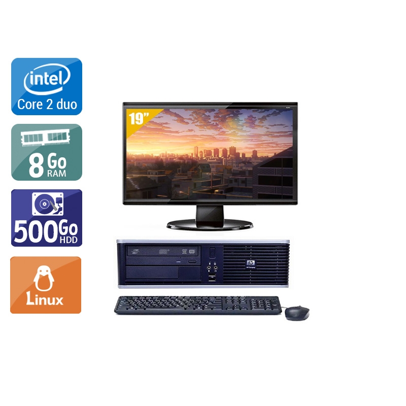 HP Compaq dc7900 SFF Core 2 Duo + Écran - 19'' 8Go RAM 500Go HDD Linux  État correctOccasion certifiée reconditionnée Bon état -  reconditionné disponible sur Kiatoo