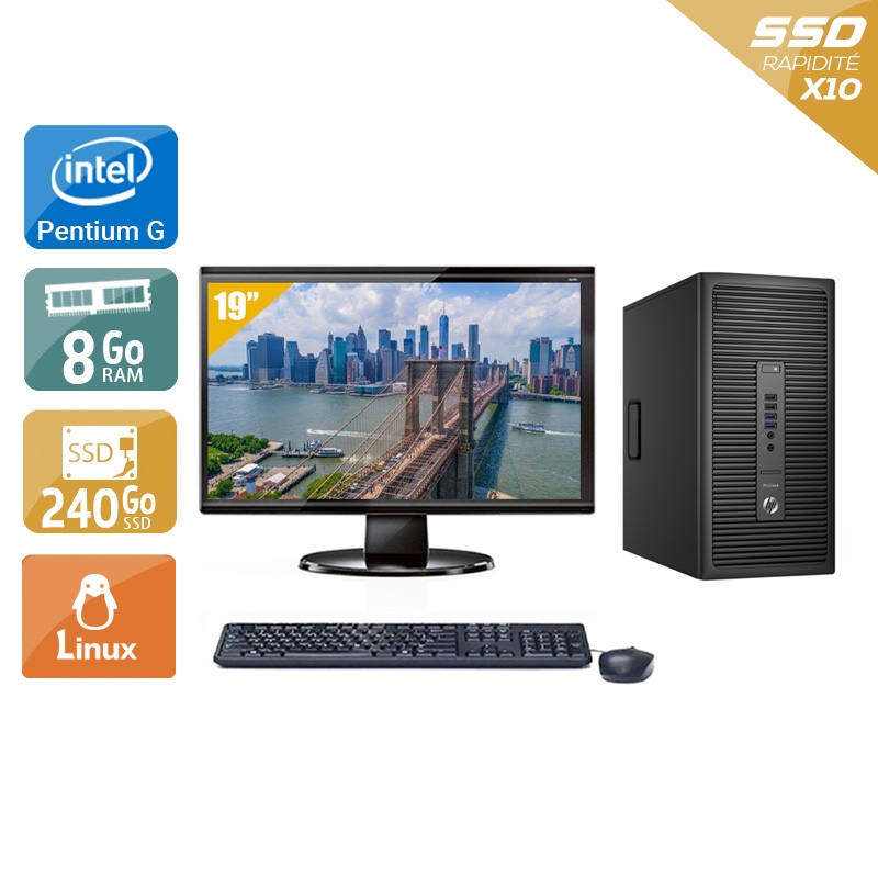 Acheter HP ProDesk 600 G2 Tower Pentium G Dual Core Gen 6 + Écran - 19'' 8Go RAM 240Go SSD Linux Bon étatOccasion certifiée reconditionnée Bon état - 224,17 € HP ProDesk 600 G2 Tower Pentium G Dual Core Gen 6 + Écran - 19'' 8Go RAM 240Go SSD Linux Bon étatOccasion certifiée reconditionnée Bon état - reconditionné disponible sur Kiatoo