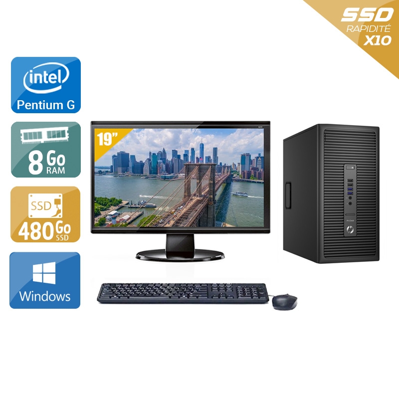 Acheter HP ProDesk 600 G2 Tower Pentium G Dual Core Gen 6 + Écran - 19'' 8Go RAM 480Go SSD Windows 10 Bon étatOccasion certifiée reconditionnée Bon état - 265,83 € HP ProDesk 600 G2 Tower Pentium G Dual Core Gen 6 + Écran - 19'' 8Go RAM 480Go SSD Windows 10 Bon étatOccasion certifiée reconditionnée Bon état - reconditionné disponible sur Kiatoo