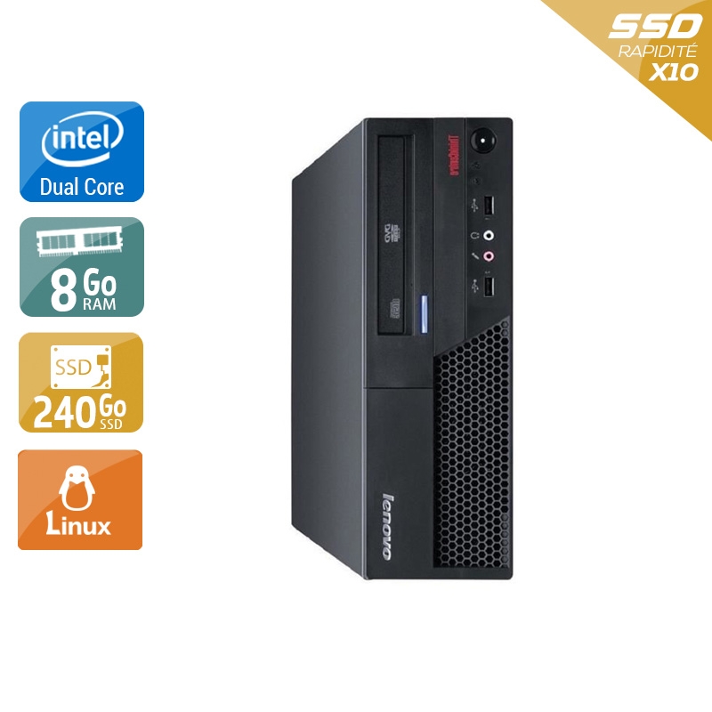 Lenovo ThinkCentre M58 SFF Dual Core - 8Go RAM 240Go SSD Linux  État correctOccasion certifiée reconditionnée Bon état -  reconditionné disponible sur Kiatoo