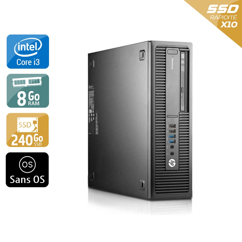 HP EliteDesk 800 G1 SFF i3 - 8Go RAM 240Go SSD Sans OS  État correctOccasion certifiée reconditionnée Bon état -  reconditionné disponible sur Kiatoo