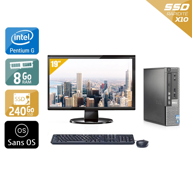 Dell Optiplex 790 USDT Pentium G Dual Core + Écran - 19'' 8Go RAM 240Go SSD Sans OS  Bon étatOccasion certifiée reconditionnée Bon état -  reconditionné disponible sur Kiatoo
