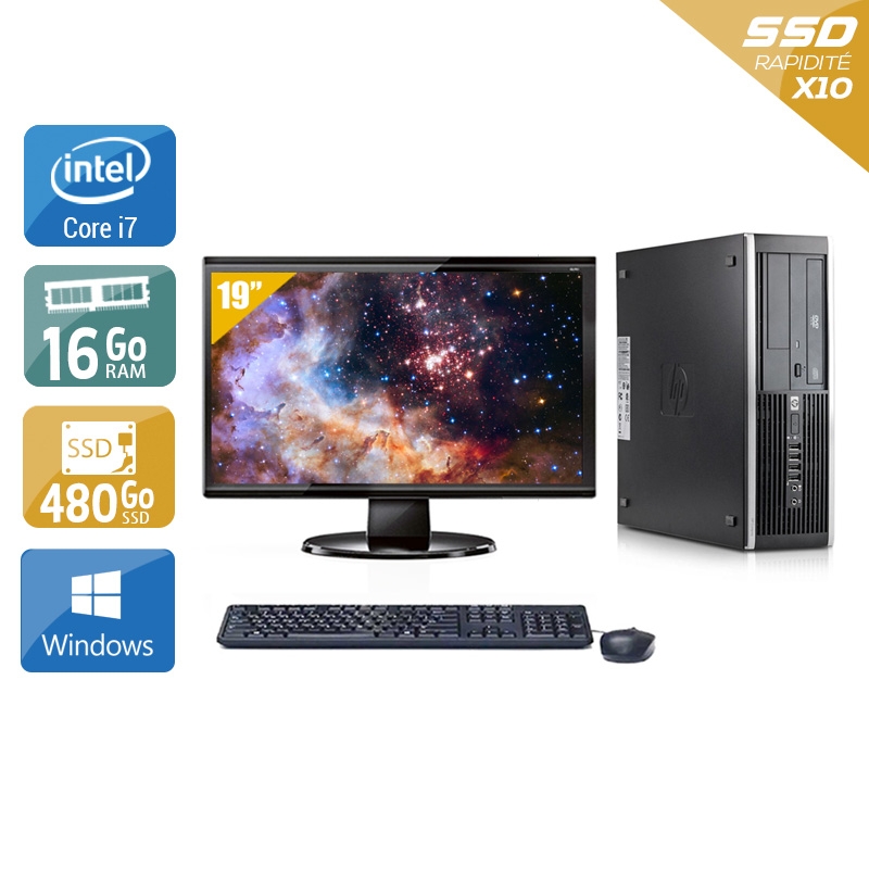 HP Compaq Elite 8300 SFF i7 + Écran - 19'' 16Go RAM 480Go SSD Windows 10  Bon étatOccasion certifiée reconditionnée Bon état -  reconditionné disponible sur Kiatoo