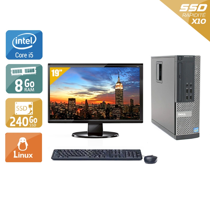 Dell Optiplex 790 SFF i5 + Écran - 19'' 8Go RAM 240Go SSD Linux  État correctOccasion certifiée reconditionnée Bon état -  reconditionné disponible sur Kiatoo