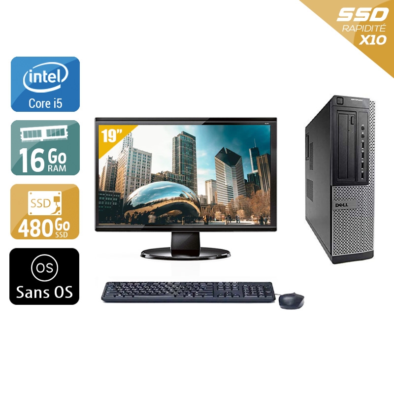 Dell Optiplex 7010 Desktop i5 + Écran - 19'' 16Go RAM 480Go SSD Sans OS  Bon étatOccasion certifiée reconditionnée Bon état -  reconditionné disponible sur Kiatoo