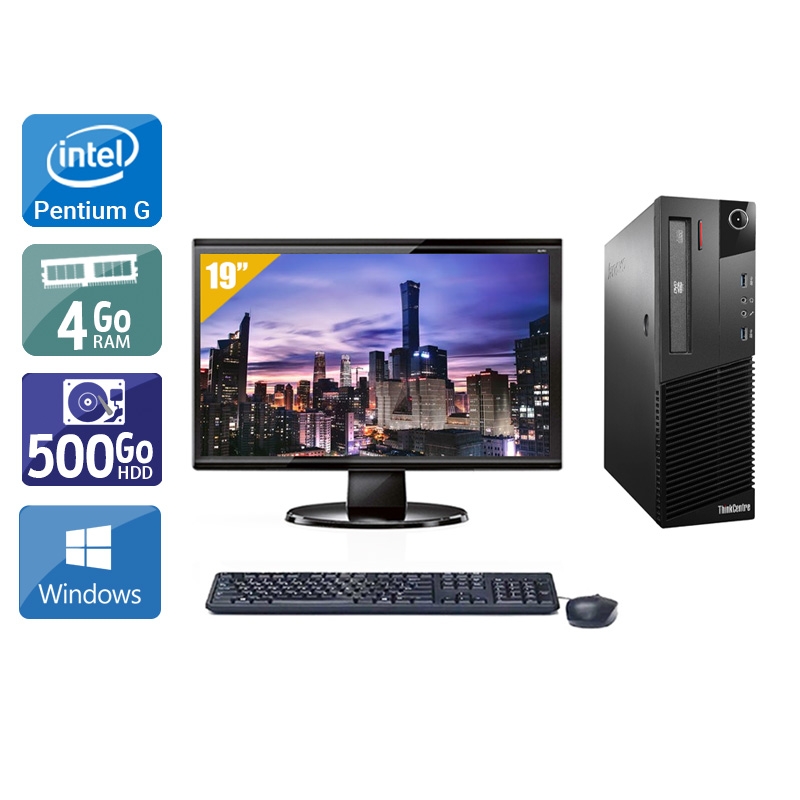 Lenovo ThinkCentre M93 SFF Pentium G Dual Core + Écran - 19'' 4Go RAM 500Go HDD Windows 10  Bon étatOccasion certifiée reconditionnée Bon état -  reconditionné disponible sur Kiatoo