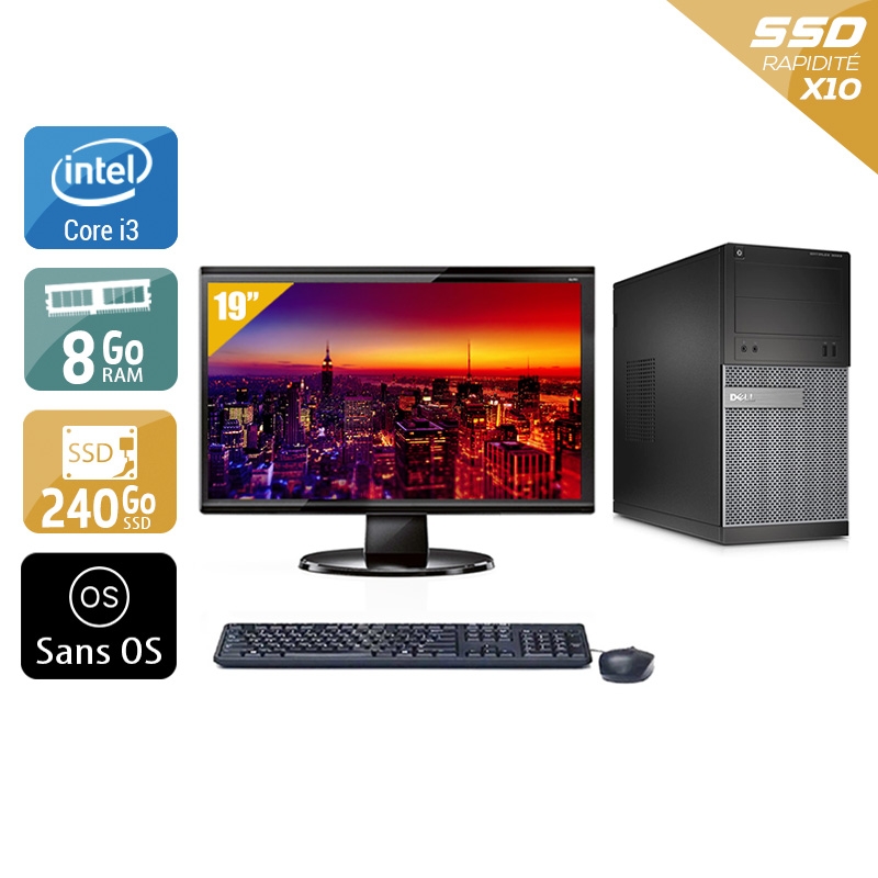 Dell Optiplex 3020 Tower i3 + Écran - 19'' 8Go RAM 240Go SSD Sans OS  Bon étatOccasion certifiée reconditionnée Bon état -  reconditionné disponible sur Kiatoo