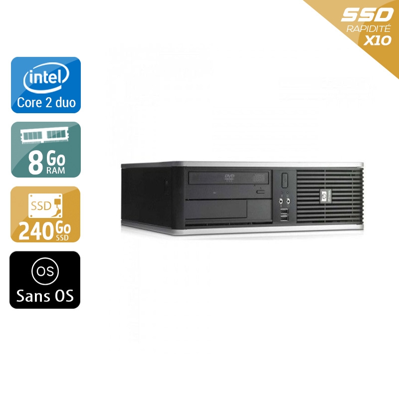 HP Compaq dc7900 SFF Core 2 Duo - 8Go RAM 240Go SSD Sans OS  Très bon étatOccasion certifiée reconditionnée Bon état -  reconditionné disponible sur Kiatoo