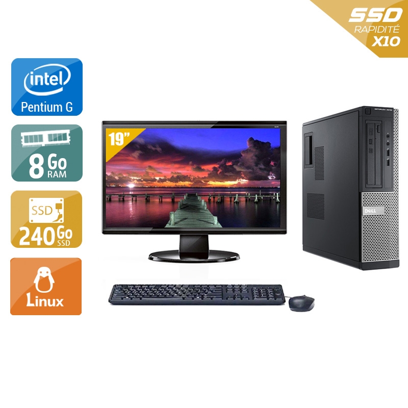 Dell Optiplex 3010 Desktop Pentium G Dual Core + Écran - 19'' 8Go RAM 240Go SSD Linux  Très bon étatOccasion certifiée reconditionnée Bon état -  reconditionné disponible sur Kiatoo
