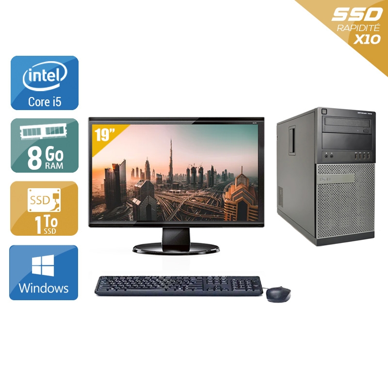 Dell Optiplex 790 Tower i5 + Écran - 19'' 8Go RAM 1To SSD Windows 10  Très bon étatOccasion certifiée reconditionnée Bon état -  reconditionné disponible sur Kiatoo