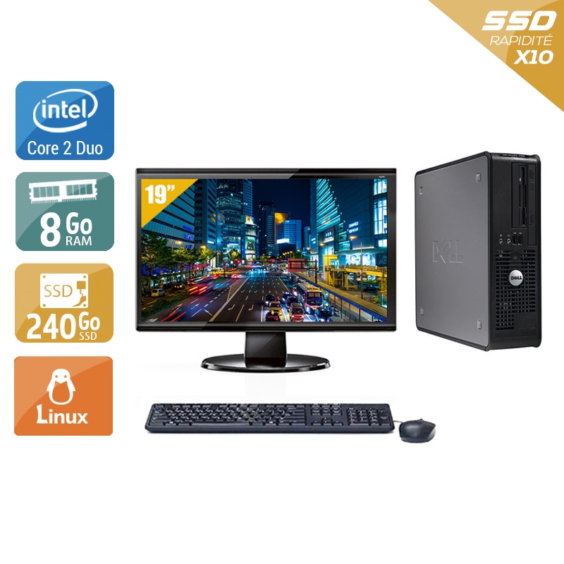 Dell Optiplex 380 Desktop Core 2 Duo + Écran - 19'' 8Go RAM 240Go SSD Linux  Bon étatOccasion certifiée reconditionnée Bon état -  reconditionné disponible sur Kiatoo