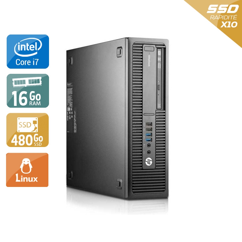 HP EliteDesk 800 G1 SFF i7 - 16Go RAM 480Go SSD Linux  État correctOccasion certifiée reconditionnée Bon état -  reconditionné disponible sur Kiatoo
