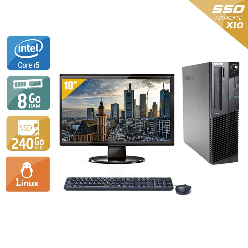Lenovo ThinkCentre M83 SFF i5 + Écran - 19'' 8Go RAM 240Go SSD Linux  Bon étatOccasion certifiée reconditionnée Bon état -  reconditionné disponible sur Kiatoo