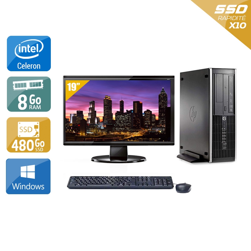 HP Compaq Pro 6300 SFF Celeron Dual Core + Écran - 19'' 8Go RAM 480Go SSD Windows 10  Bon étatOccasion certifiée reconditionnée Bon état -  reconditionné disponible sur Kiatoo