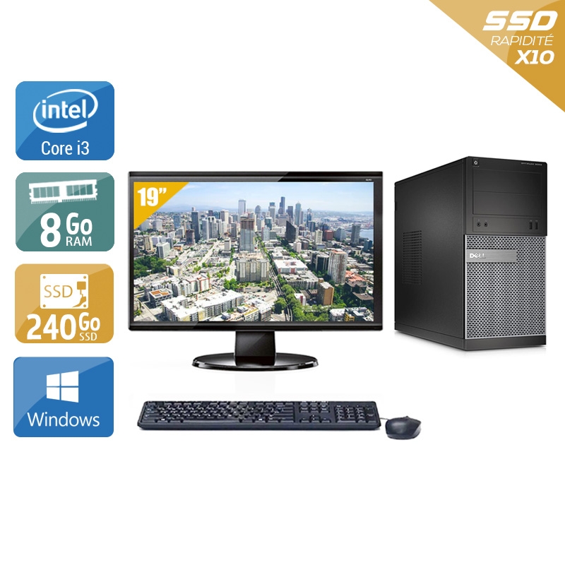 Dell Optiplex 390 Tower i3 + Écran - 19'' 8Go RAM 240Go SSD Windows 10  Bon étatOccasion certifiée reconditionnée Bon état -  reconditionné disponible sur Kiatoo