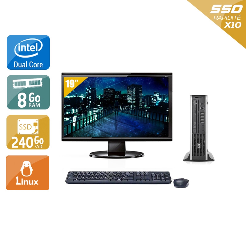 HP Compaq Elite 8000 USDT Dual Core + Écran - 19'' 8Go RAM 240Go SSD Linux  Bon étatOccasion certifiée reconditionnée Bon état -  reconditionné disponible sur Kiatoo