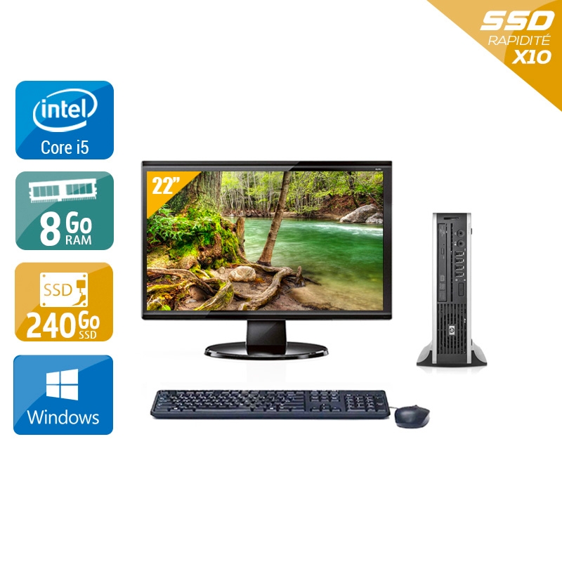 HP Compaq Elite 8300 USDT i5 + Écran 22'' - 8Go RAM 240Go SSD Windows 10  État correctOccasion certifiée reconditionnée Bon état -  reconditionné disponible sur Kiatoo