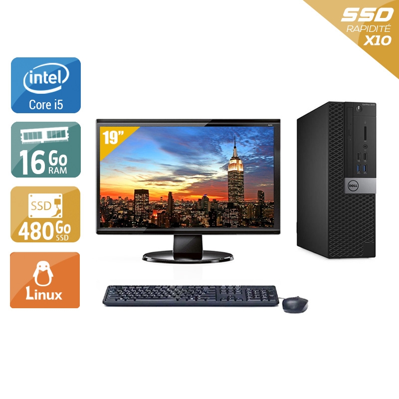 Dell Optiplex 3040 SFF i5 Gen 6 + Écran - 19'' 16Go RAM 480Go SSD Linux  Bon étatOccasion certifiée reconditionnée Bon état -  reconditionné disponible sur Kiatoo