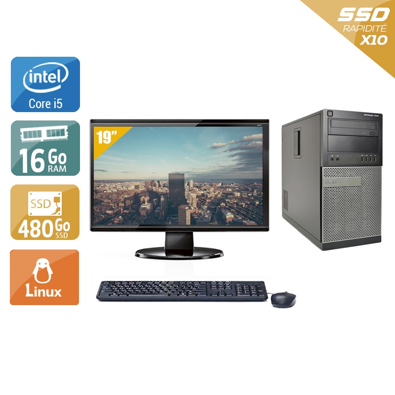 Dell Optiplex 7010 Tower i5 + Écran - 19'' 16Go RAM 480Go SSD Linux  Bon étatOccasion certifiée reconditionnée Bon état -  reconditionné disponible sur Kiatoo