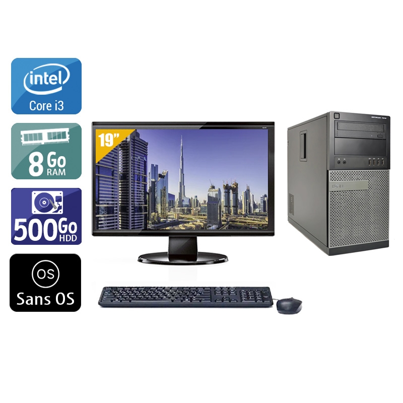 Dell Optiplex 790 Tower i3 + Écran - 19'' 8Go RAM 500Go HDD Sans OS  Très bon étatOccasion certifiée reconditionnée Bon état -  reconditionné disponible sur Kiatoo
